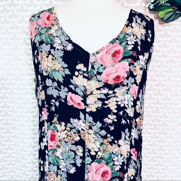 Vtg 90s Cottagecore Floral Chiffon Maxi Dress Boho Newport News - Picture 3 of 7